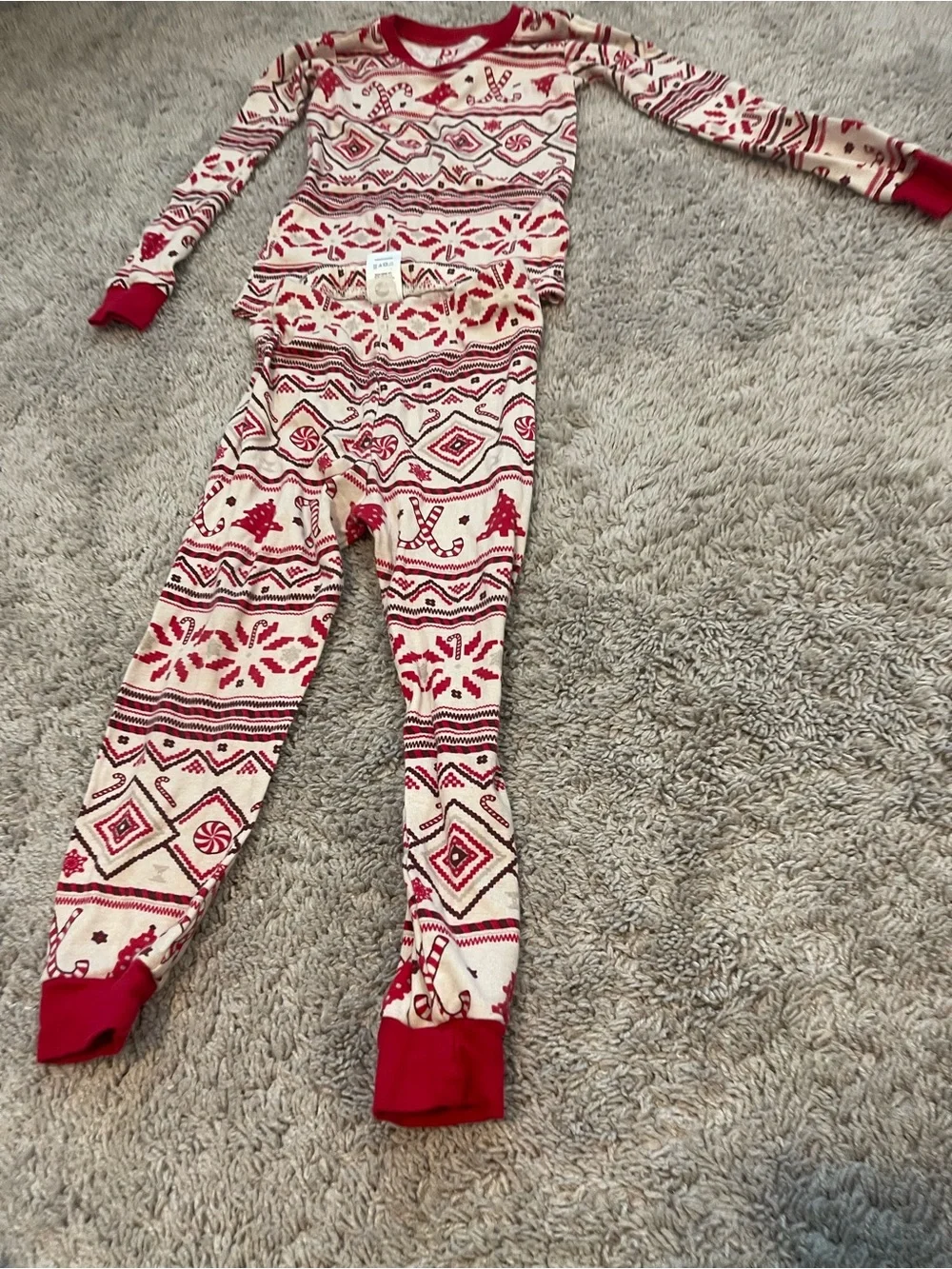 Place Red & Cream Fair Isle Kids Pajama Leggings